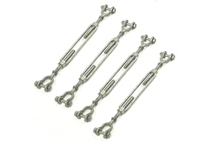 AYMMIC 3/8 Inch X 6" Turnbuckle Hook, Jaw and Jaw Turnbuckle, Heavy Duty Hot Dipped Galvanized Steel, 1,200lbs Working Load Limit, 3/8" Threaded Diameter X 6" Durable, Strong and Durable(4 Pack)