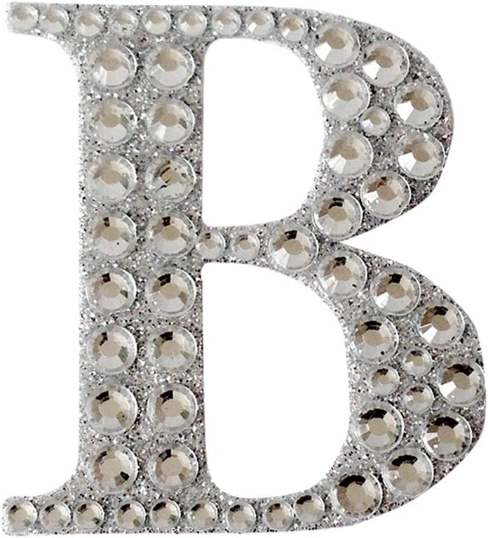 Large Self Adhesive Diamante Glitter Letters, Numbers, 5.5cm. Wedding Gift Favour Box (Letter - B)