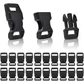 LongSLong 50 Pack 5/8" Curved Paracord Buckles Clips, Side Release Plastic Buckles for Bracelet Clasp Dog Collar Buckle Parachute 550