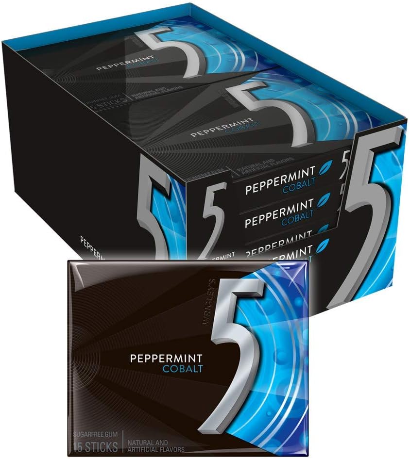 5 Gum Peppermint Cobalt Sugarfree Gum, 15 Piece (30 Pack)