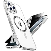 Magnetic for iPhone 16 Pro Max Case with Privacy Screen Protector & Full Camera Cover,[Non-Yellowing] Plating Glossy Soft Shockproof Clear Phone Case with MagSafe Women Girls for 16 ProMax,Sliver