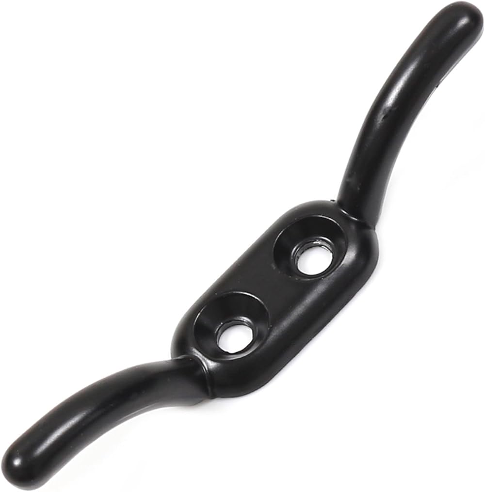 White Hinge 10x 90mm Washing Line Cleat Hooks - Heavy Duty Rope Tie Downs Black