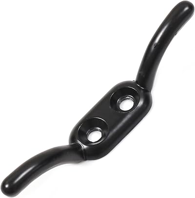 White Hinge 10x 90mm Washing Line Cleat Hooks - Heavy Duty Rope Tie Downs Black