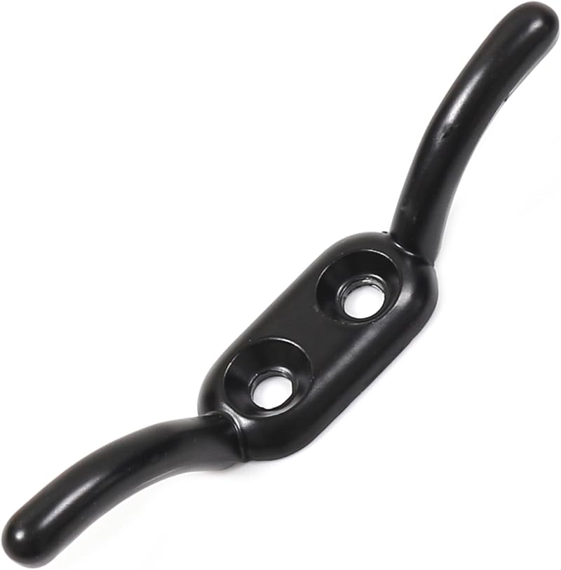 White Hinge 10x 90mm Washing Line Cleat Hooks - Heavy Duty Rope Tie Downs Black