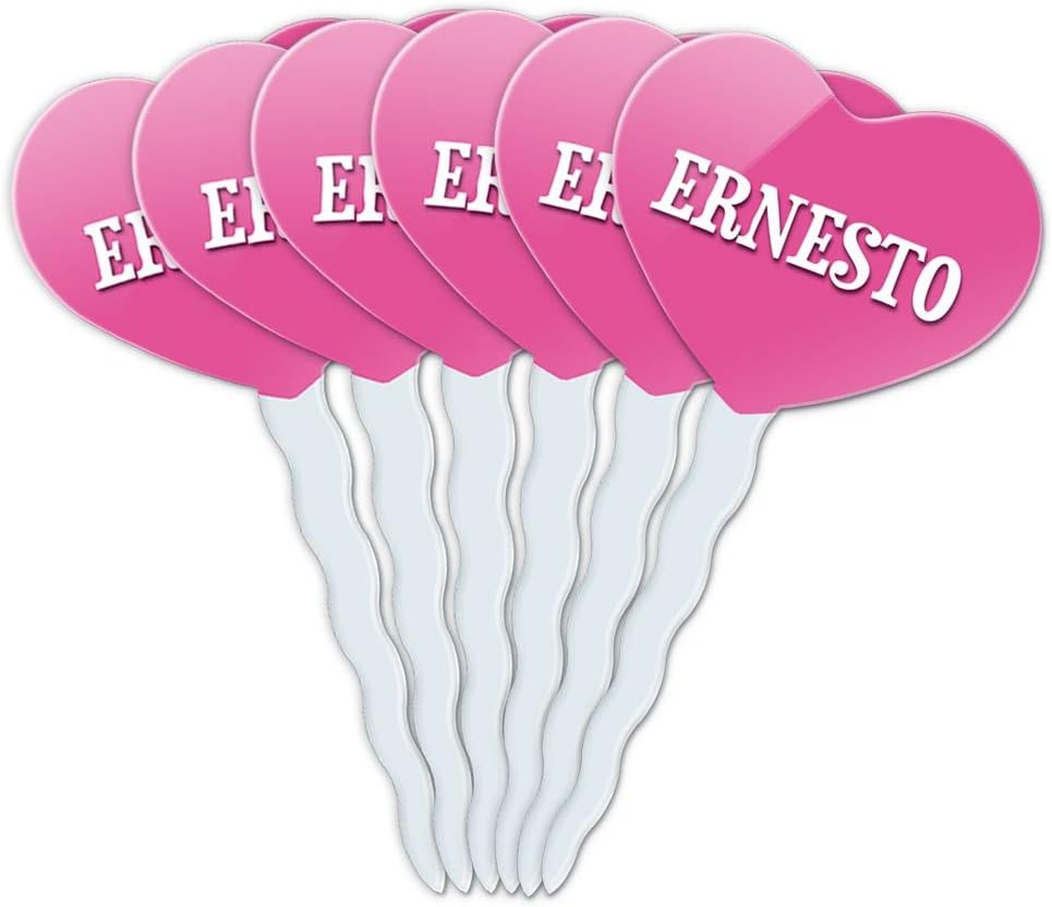 Graphics and More Pink Heart Love Set of 6 Cupcake Picks Toppers Decoration Names Male Em-Ez - Ernesto