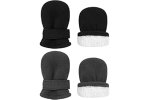 qikqik 2 Pairs Baby Mittens Winter Toddler Mittens Warm Fleece Infang Gloves for Boys Girls Toddler Winter Gloves for Kids
