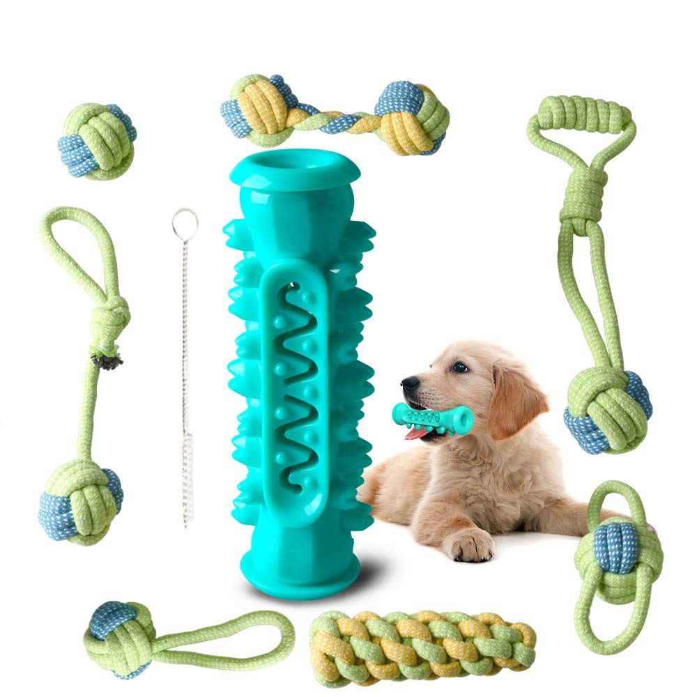 LETEASE Dog Toys, Indestructible Tough Dog Chew Toy, Natural Cotton Outdoor Interactive Durable Puppy Dog Rope Toy Set, Toothbrush Toy for Boredom Small Medium Dog Teething