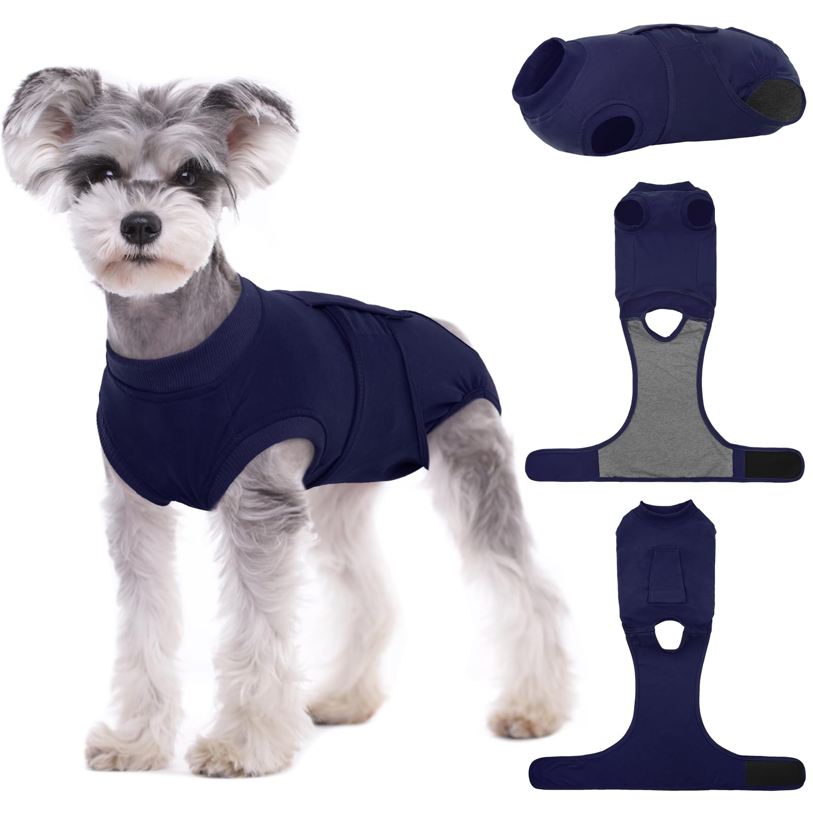Kuoser S Dog Surgery Recovery Suit - Adjustable Onesie Body Vest for Female and Male Dogs Post-Surgery, Blue — image 1