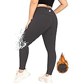 LALAGEN Womens Plus Size Fleece Lined Leggings Water Resistant Thermal Winter Warm High Waisted Workout Pants with Pockets