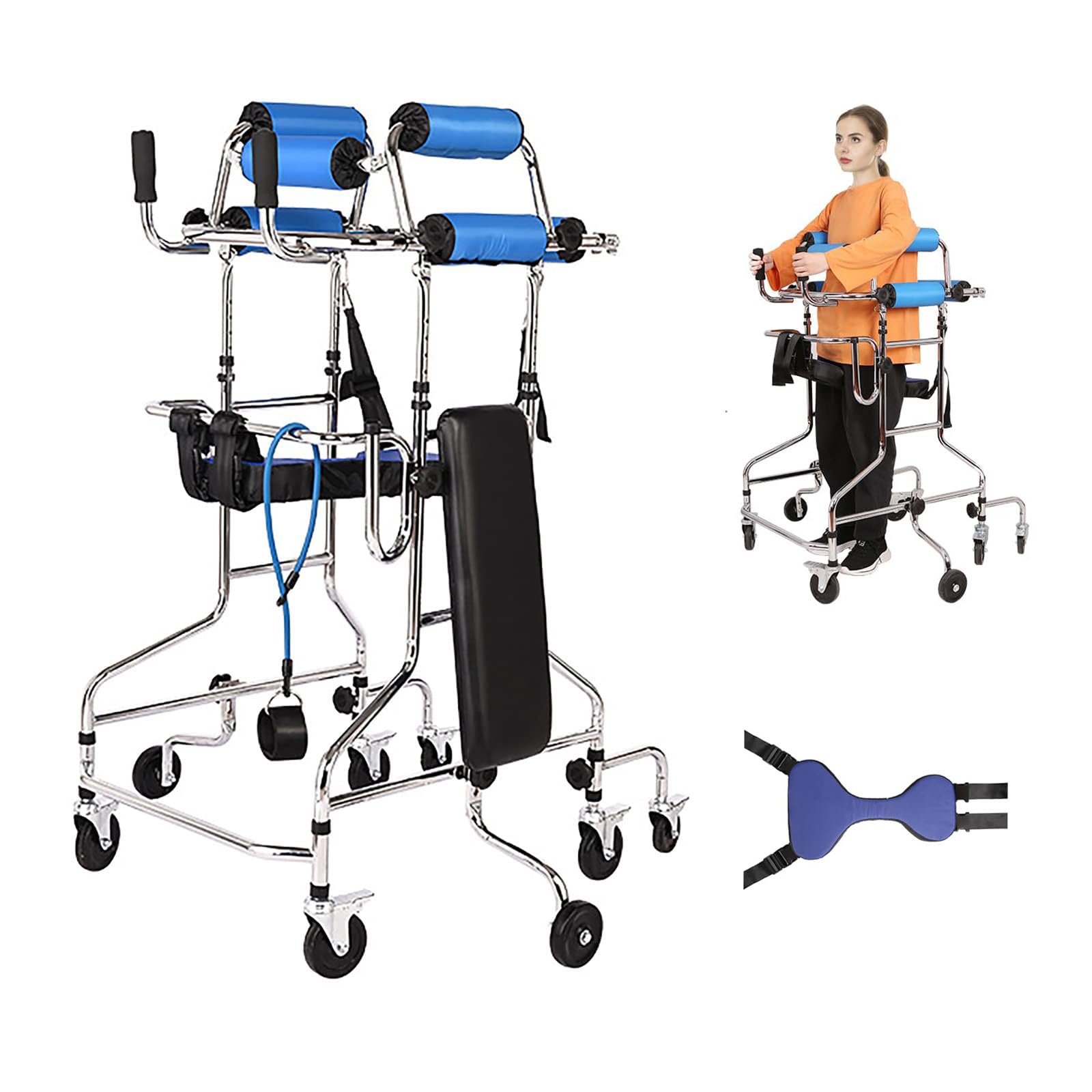 Photo 1 of (PARTIAL SET) (UNTESTED) Adult Walker for Seniors - Hemiplegia Rehabilitation Standing Frame, Anti Recline, Lower Limb Training, Adjustable Height, Suitable for People 58-71