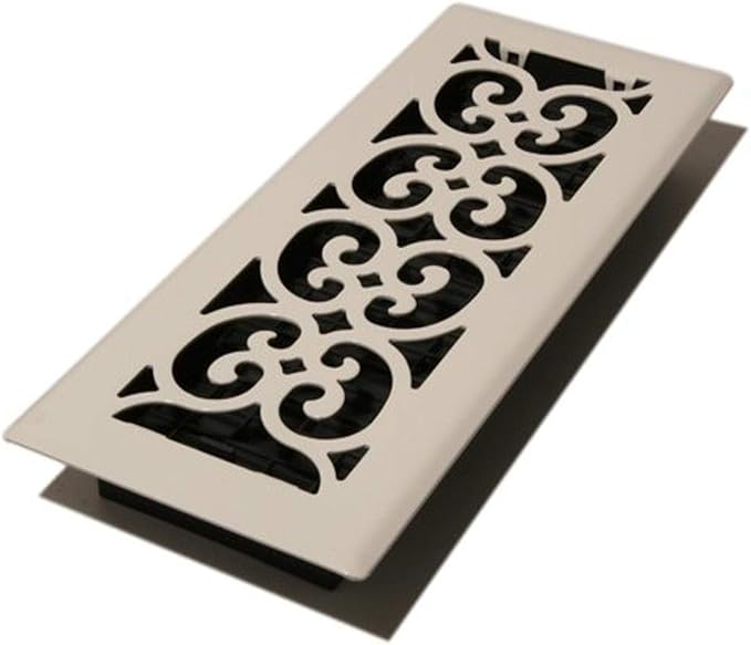 Decor Grates FS412WH 4Inch by 12Inch Scroll Metal Floor