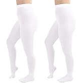 Silky Toes Women's 60D Soft Opaque Tights 1 or 2 Pairs -Black White And Colored Stockings for Women (White, E)