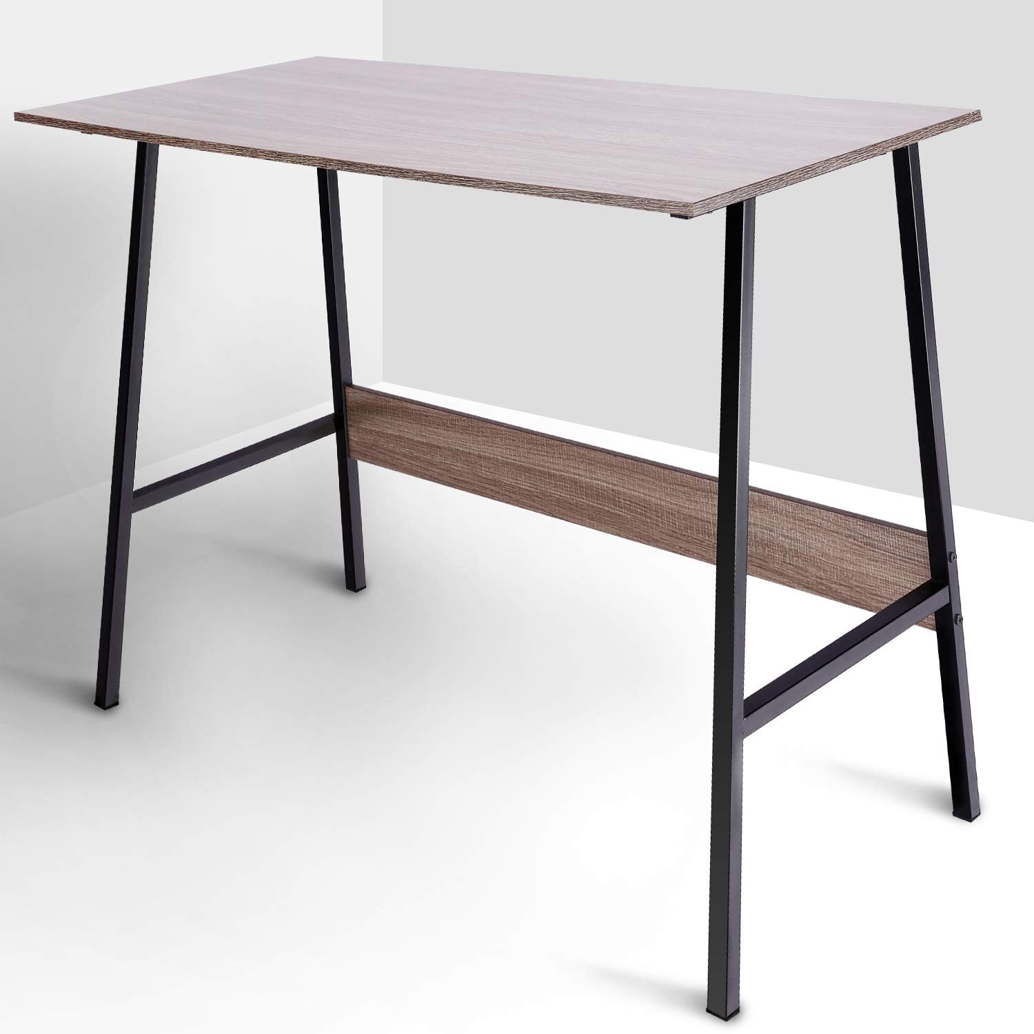 Viewee Laptop Study Table 39" Computer Writing Desk, Home Office Desk with Wood Block Support, Trapezoidal Structure Modern Student Desk, Brown (Gift: Table Edge Protectors): Kitchen & Dining