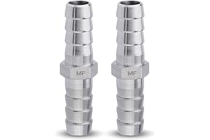 MAACFLOW MAACFLOW Stainless Steel 3/8" Hose ID Barb Fitting Splicer Repair Union Mender (Barb OD 0.42") (Pack of 2)