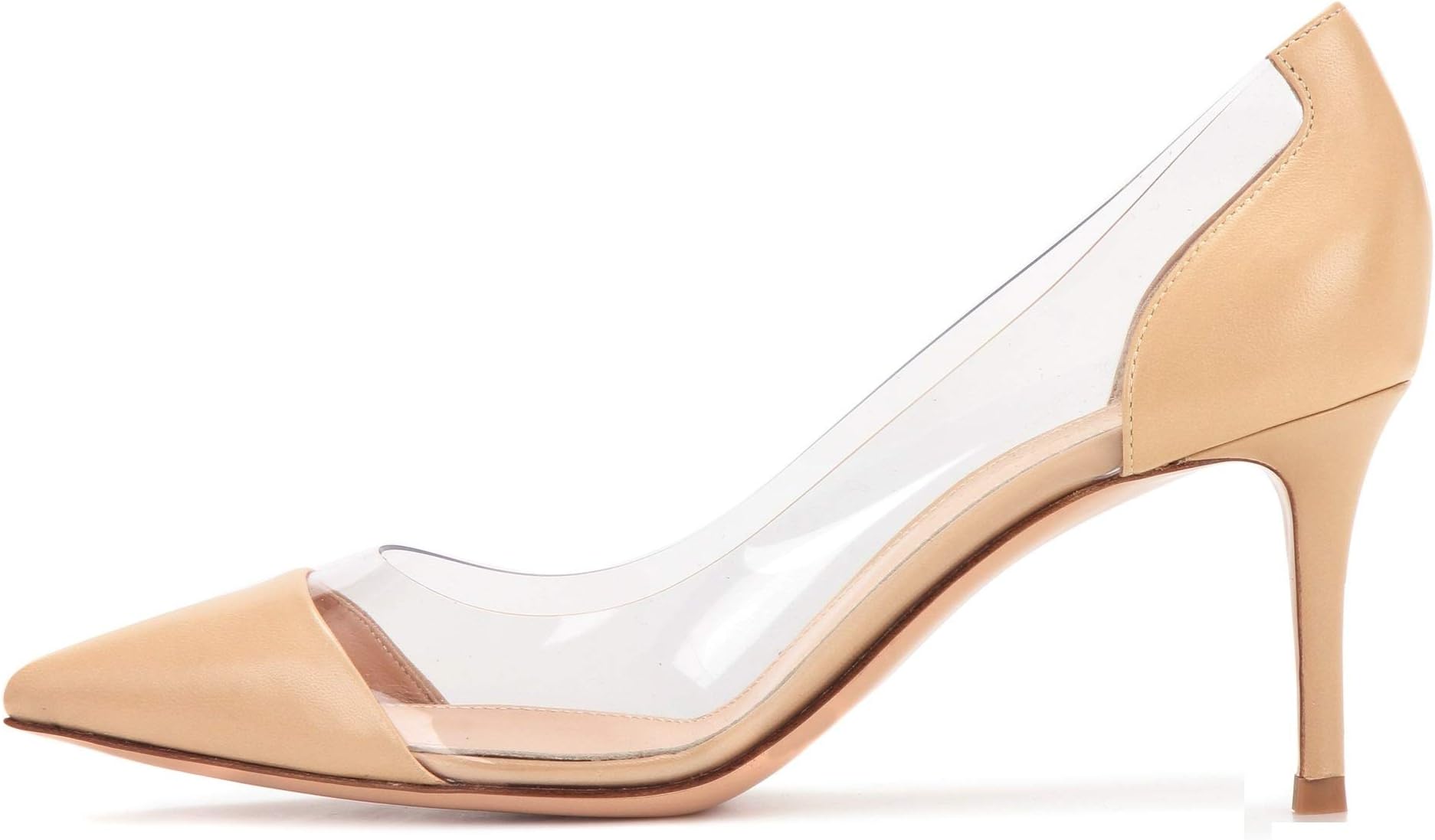 Sammitop Women's 80mm Pointed Toe Transparent Pumps Clear PVC High Heels Dress Shoes