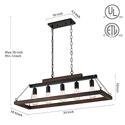 Rustic Rectangular Wood Chandelier for Dining Room