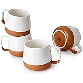 Teocera Ceramic Coffee Mug Set of 4-12 oz Coffee Mugs with Large Handles for Hot or Cold Drinks Like Latte, Cocoa, Tea or Juice - Smooth Ceramic, Dishwasher Safe, Beige