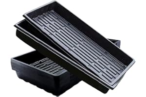 MEAJORE 10-Pack Seed Starter Tray Durable Plant Tray Indoors No Holes,10" x 20" Black Plastic Trays Plants for Flowers, Seedlings, Plants, Wheatgrass, Microgreens & More