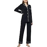 SNOW TOUCH Women's Pajamas Set 2 Piece Womens Long Sleeve Pajama Sets Tencel Rayon Cotton Pj Sets for Women S-2XL