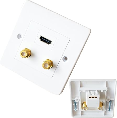 HDMI y 2 x doble F-conector placa de pared-toma Sky Plus-Coaxial TV: Amazon.es: Electrónica