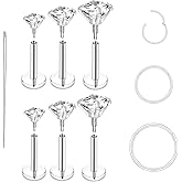 Guicjwl 16G 18G Surgical Steel Internal Thread Stud Piercing Jewelry Set Nose Medusa Lip Labret Stud Hypoallergenic Clicker Hoop Septum Rings Cartilage Tragus Helix Conch Earrings for Women Men