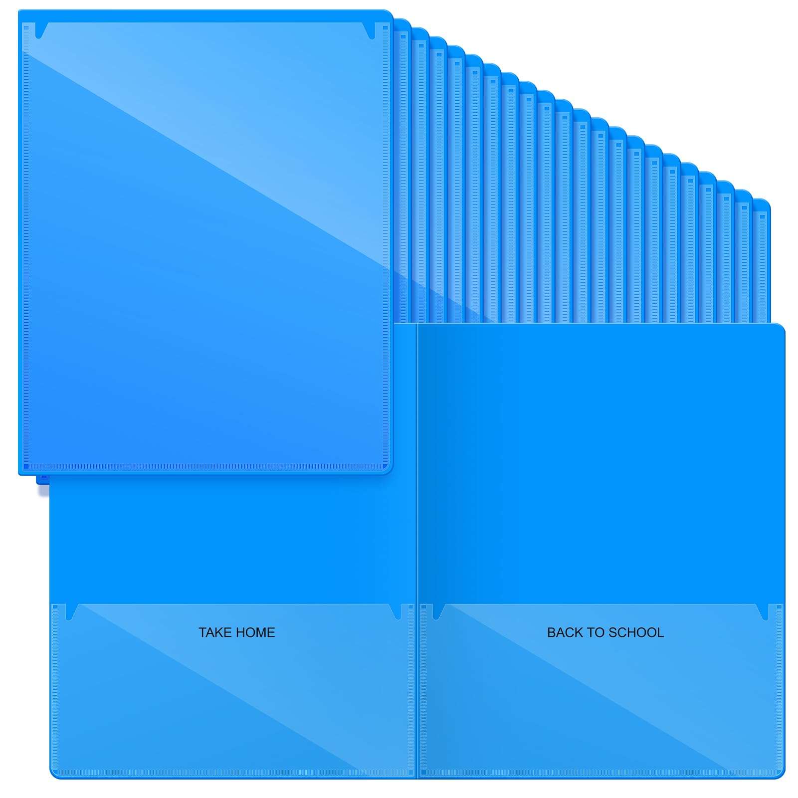 Photo 1 of Henoyso 100 Pcs Folders Take Home Heavy Duty 2 Pocket Homework Folder for Students Parent Teacher Communication, 11.8 x 9.45 Inch(Blue)