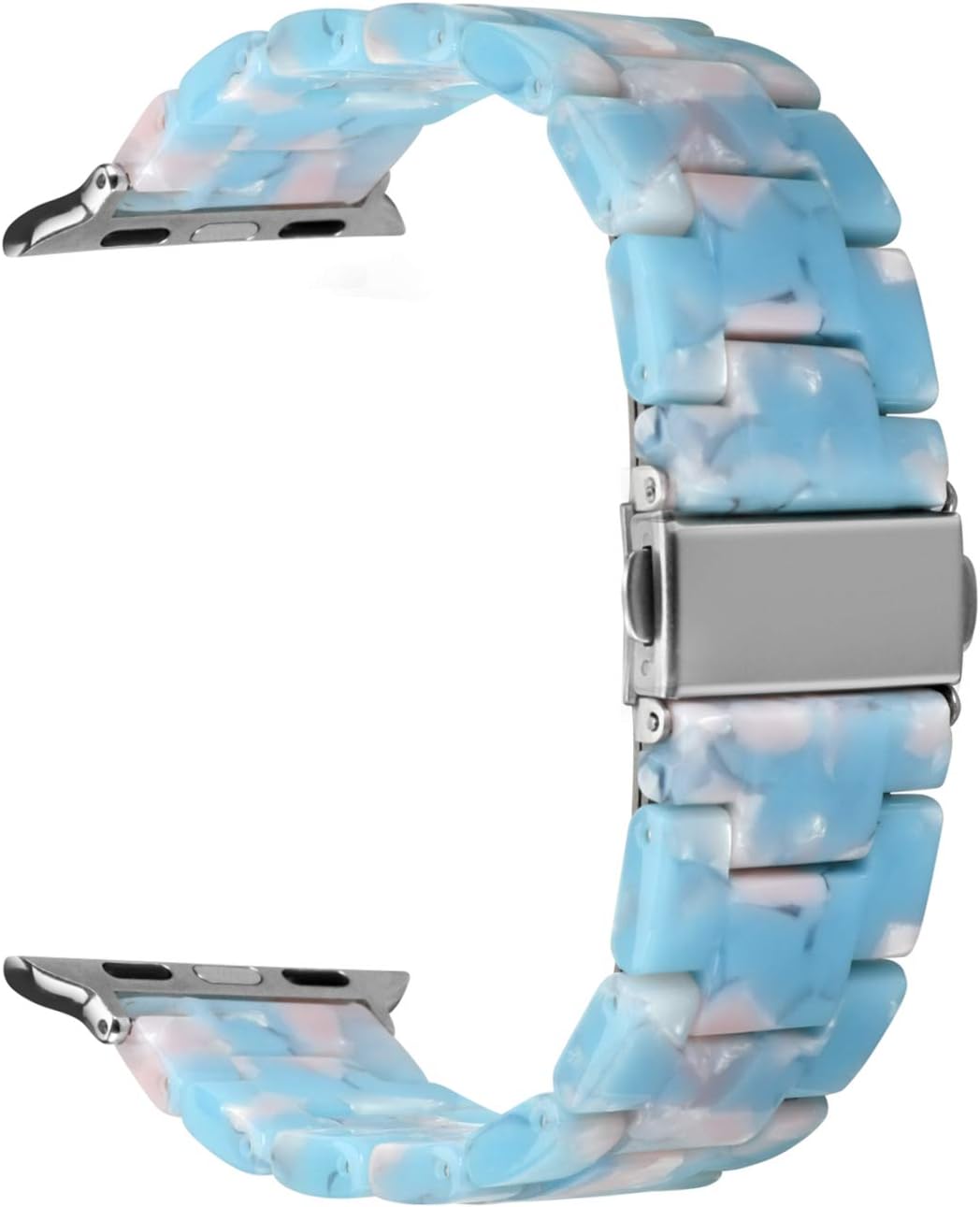 MAIRUI Compatible with Apple Watch Band 44mm 42mm, Series 4/5 Slim Resin Bracelet Wristband Lightweight Strap Replacement for iWatch Series 5/4/3/2/1, Sport/Edition (Blue&White)