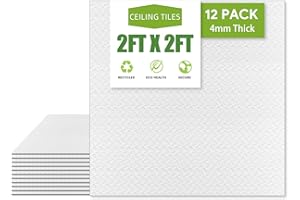 NOOOZA 2ft x 2ft Traditional Style/Pattern Pro Ceiling Tiles - Fire-Rated, Waterproof, Reusable - Premium PVC, No Sag and Breakage-Cover 48 Sq. Ft-Package of 12 Tiles