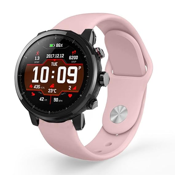 for Amazfit Stratos Band, Lamshaw Sport Silicone Replacement Strap for Amazfit Stratos Multisport GPS Smartwatch (Silicone-Pink)