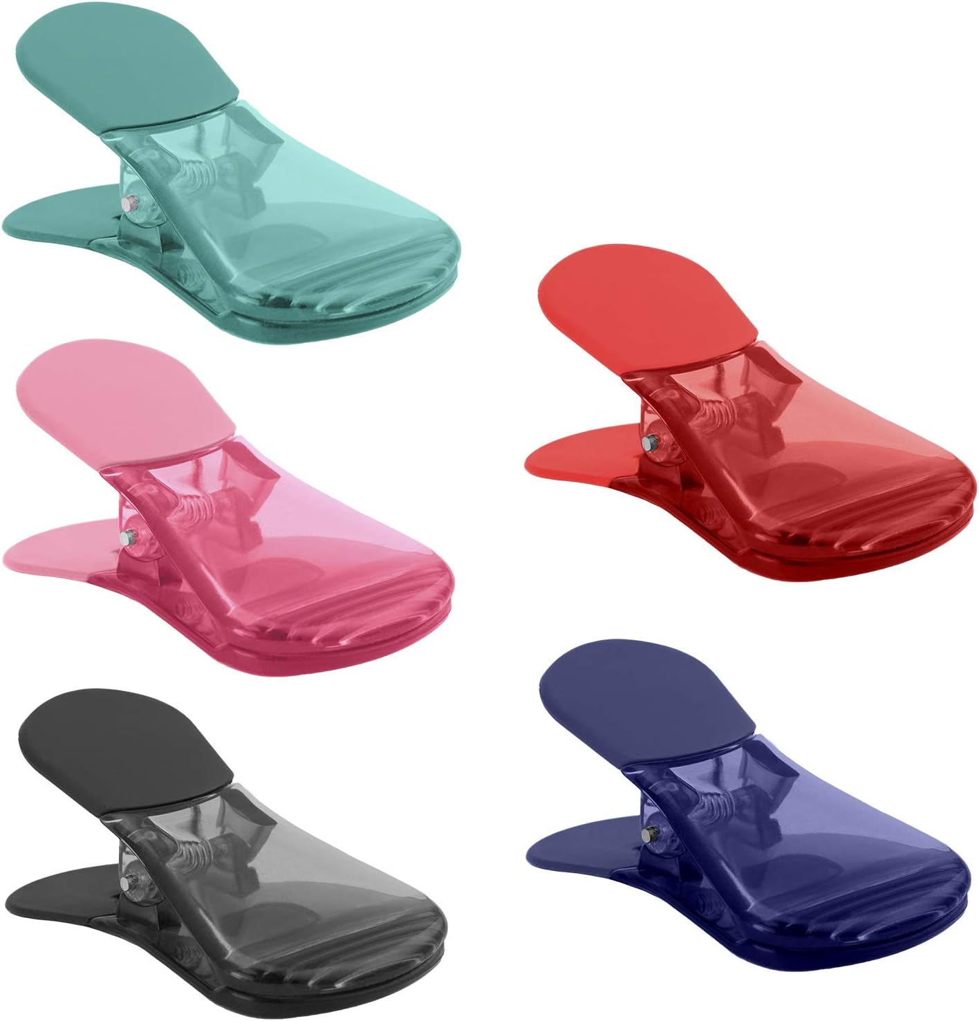 COOK WITH COLOR Set of 5 Magnetic Sealing Food Clips- Plastic Clips for Food and Kitchen Storage, Chip and Snack Bag Clips, Fun Fridge Clips - Multi Colored