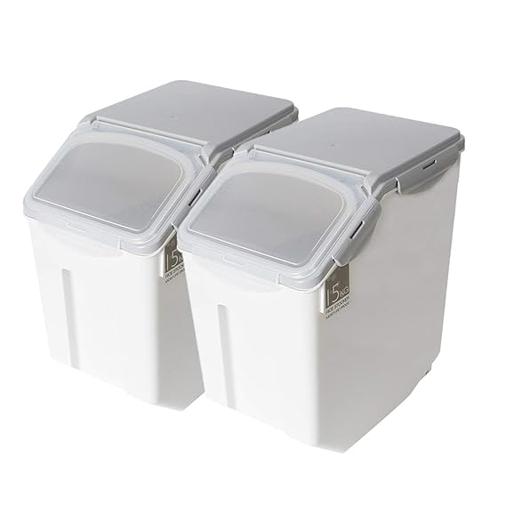 EonTone Kitchen Flour Box with Wheels Seal Locking Lid PP Rice Food