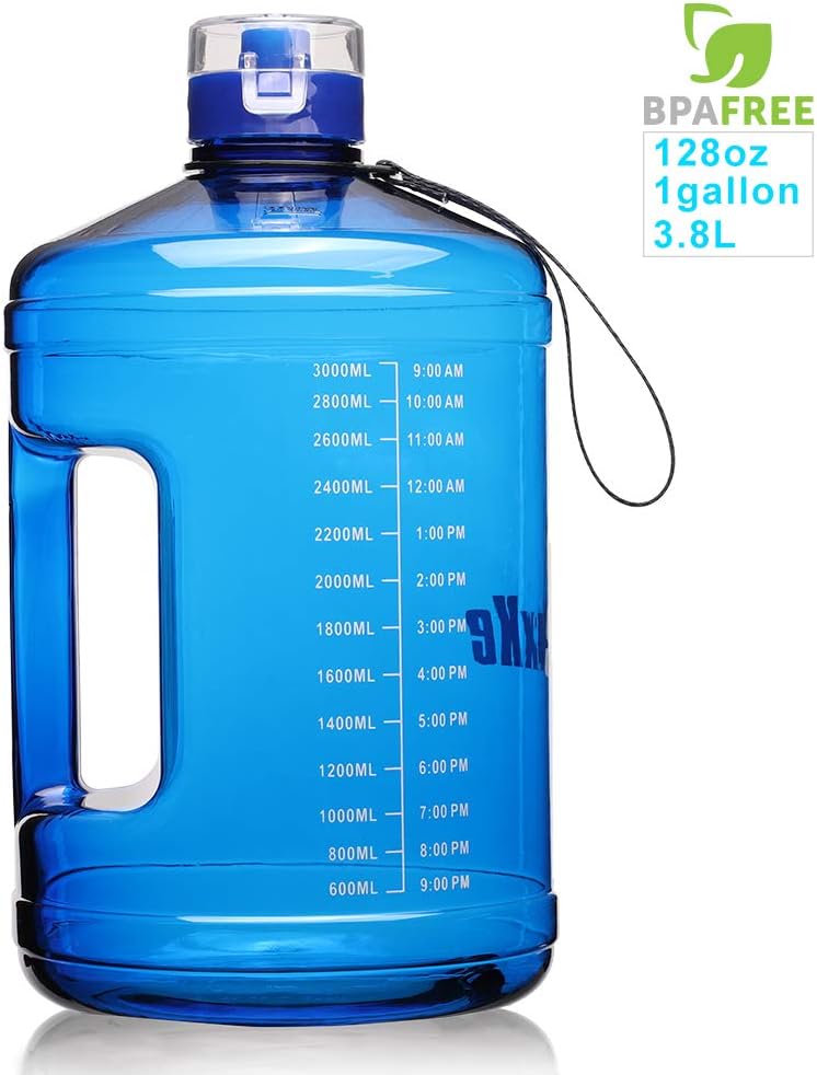 ETDW Gallon Motivational Water Bottle Jug with Time Marker 128oz BPA Free Big Water Bottle with