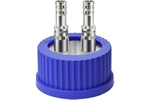 GL45 Safety Bottle Cap 2 Port 304 Stainless Steel Liquid Mobile Phase Filler Caps Laboratory 8-10mm Diameter Large Size (Lid)