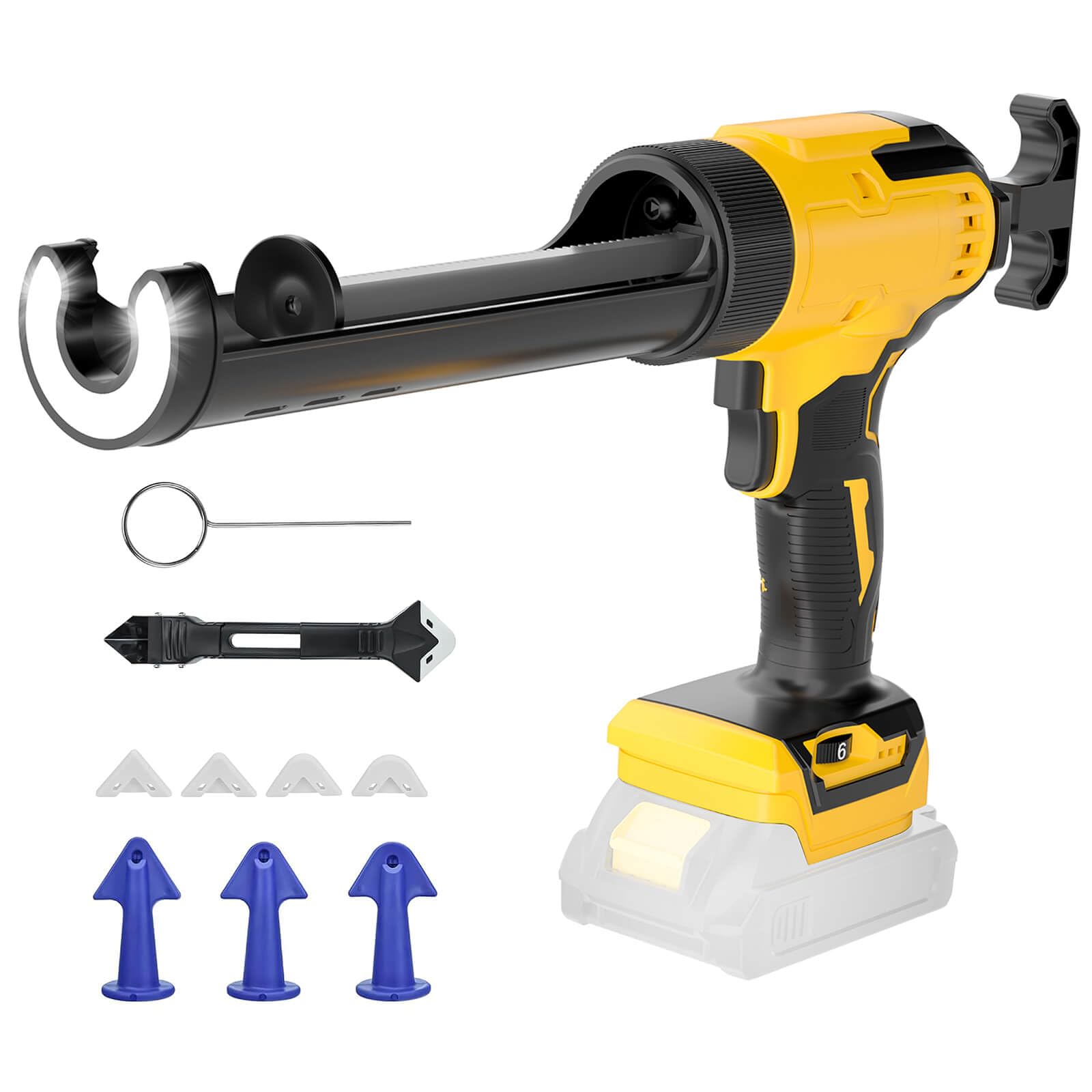 Photo 1 of Cordless Caulking Gun Compatible with DeWalt 20V Max Battery (Tool Only) 10oz Electric Caulking Gun with Anti-Drip, 6-Speed,LED Light – Ideal for Sealing, Filling & Repairing Windows, Bathrooms
