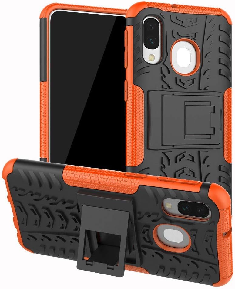 Galaxy A40 Case,JYZR Tough Dual Layer 2 in 1 Rugged Heavy Impact Resistant Hard Back Kickstand case Cover for Samsung Galaxy A40 - Orange