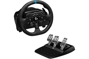 Logitech G 923 Trueforce Gaming Racing Steering Wheel with Pedals, Power Feedback up to 1000 Hz, Responsive Driving, Dual Clu