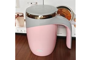 HUEDIMBOENE Rechargeable Self Stirring Coffee Mug, Automatic Shelf Stirring Mug, Electric Funny Self Mixing Cup, Stainless Steel Self Coffee Tumbler, Roating Travel Coffee Cup for Office, Home, Kitchen, Pink