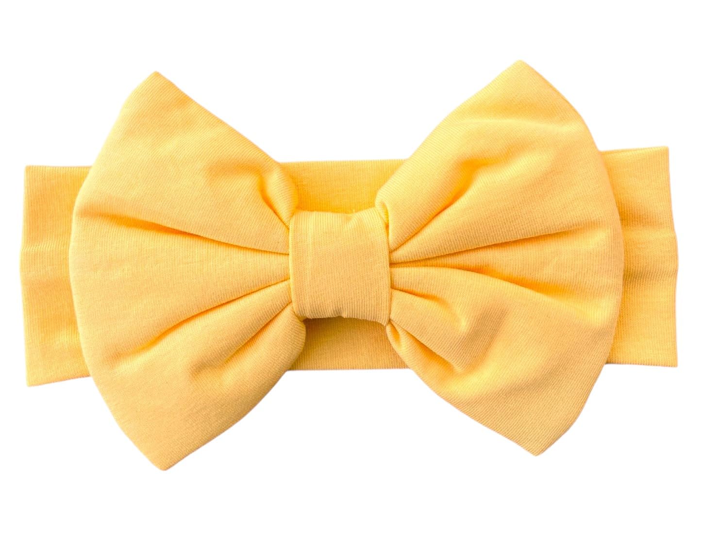 Photo 1 of BABYGIZ Baby Girl Headbands-Newborn Infant Toddler Cotton Handmade Hairbands with Big Large Bows Child Hair Accessories (Yellow, 0-6 Month)