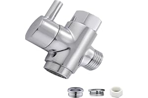 MINGOR-STYLE Brass Faucet Diverter Valve with Aerator, Faucet Adapter for Sink Hose Attachment, 3 Way Faucet Splitter with Male Thread Adapter, Faucet Connector for Bathroom/Kitchen(Chrome)