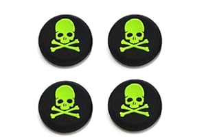 MELODY SOPHIA Silicone Thumb Stick Grip Cap Joystick Thumbsticks Caps Cover for PS4 PS3 Xbox One PS2 Xbox 360 Game Controllers (Green Skull 4PCS)