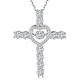 Cehuzeli Cross Moissanite Necklace 925 Sterling Silver Moissanites Necklace for Women Cross Pendant with Moissanite Stone Jewelry Gifts for Women
