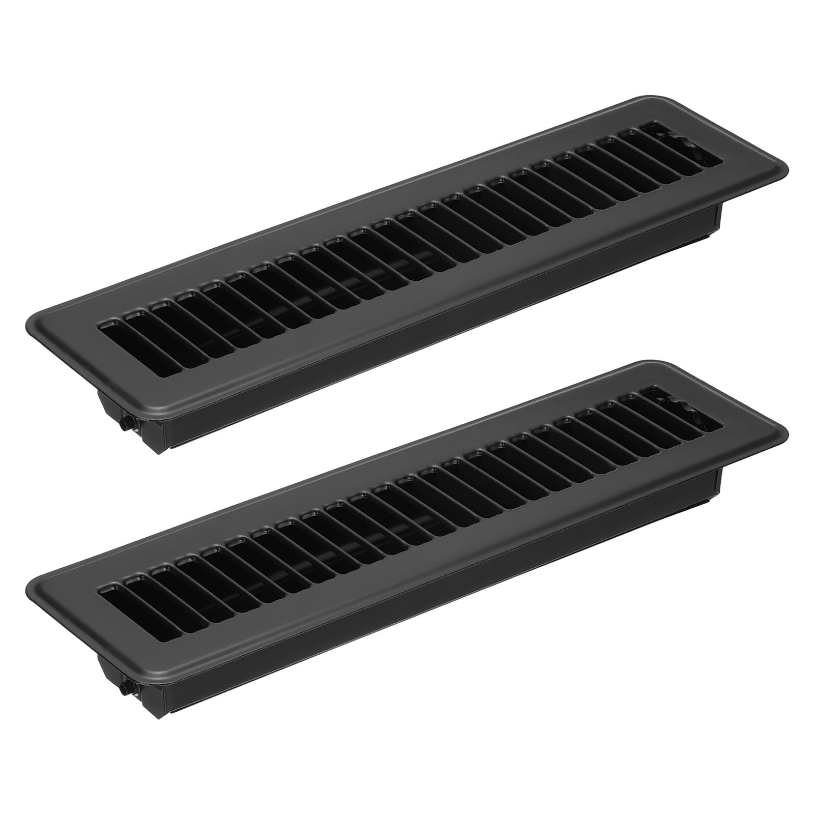 PATIKIL 12 x 2 Inch Floor Register, 2pcs Heavy Duty Air Vent Cover Steel Adjustable Decor Vents Easy Adjust Floor Grates for Sidewall Home Office, Black