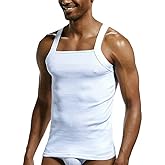 Zhiweikm Men's G-Unit Style Square Cut Tank Tops Cotton Comfort Stretch Workout Vest Wife Beater