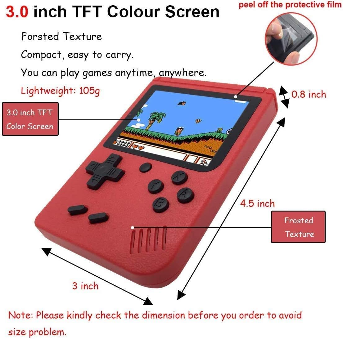 Handheld Game Console Retro Handheld Game Console Player with 400 Classical FC Games 3 " Color Screen Game boy Games Support for Connecting TV & Two Players 1020mAh Battery for Kids &Adult (Red): Toys & Games