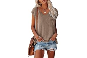HUCHPI Summer Tops for Women 2024 Casual Crew Neck Loose Fit Short Sleeve Shirts Comfy Lightweight Tees Blouse