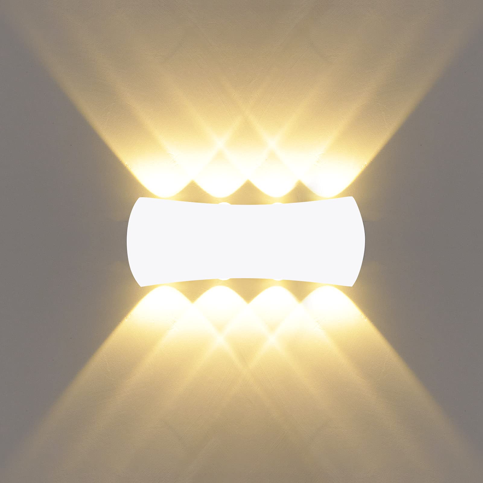 KAWELL 8W Modern Wall Lamp LED Wall Light Up Down Aluminum Wall Wash Light Indoor Outdoor Waterproof IP65 for Bathroom Porch Bedroom Corridor Living Room Stairs Hallway, White 3000K
