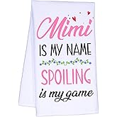 Mimi is My Name Funny Kitchen Towels, Decorative Dish Towels Tea Towels with Sayings, Cute Housewarming Birthday Gifts for Women, Waffle Hand Towel Gifts for Mom Grandma Mimi Nana