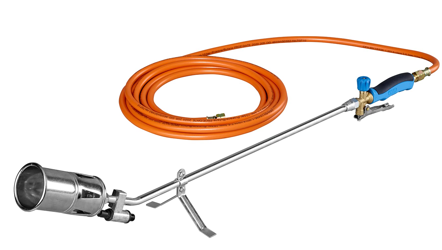 CFH 52078 Blue, Black, Silver, Orange Metal Blowtorch with 60mm Special Burner, Piezo Ignition, Flame Protection Handle, 1800ยฐC Flame Temperature