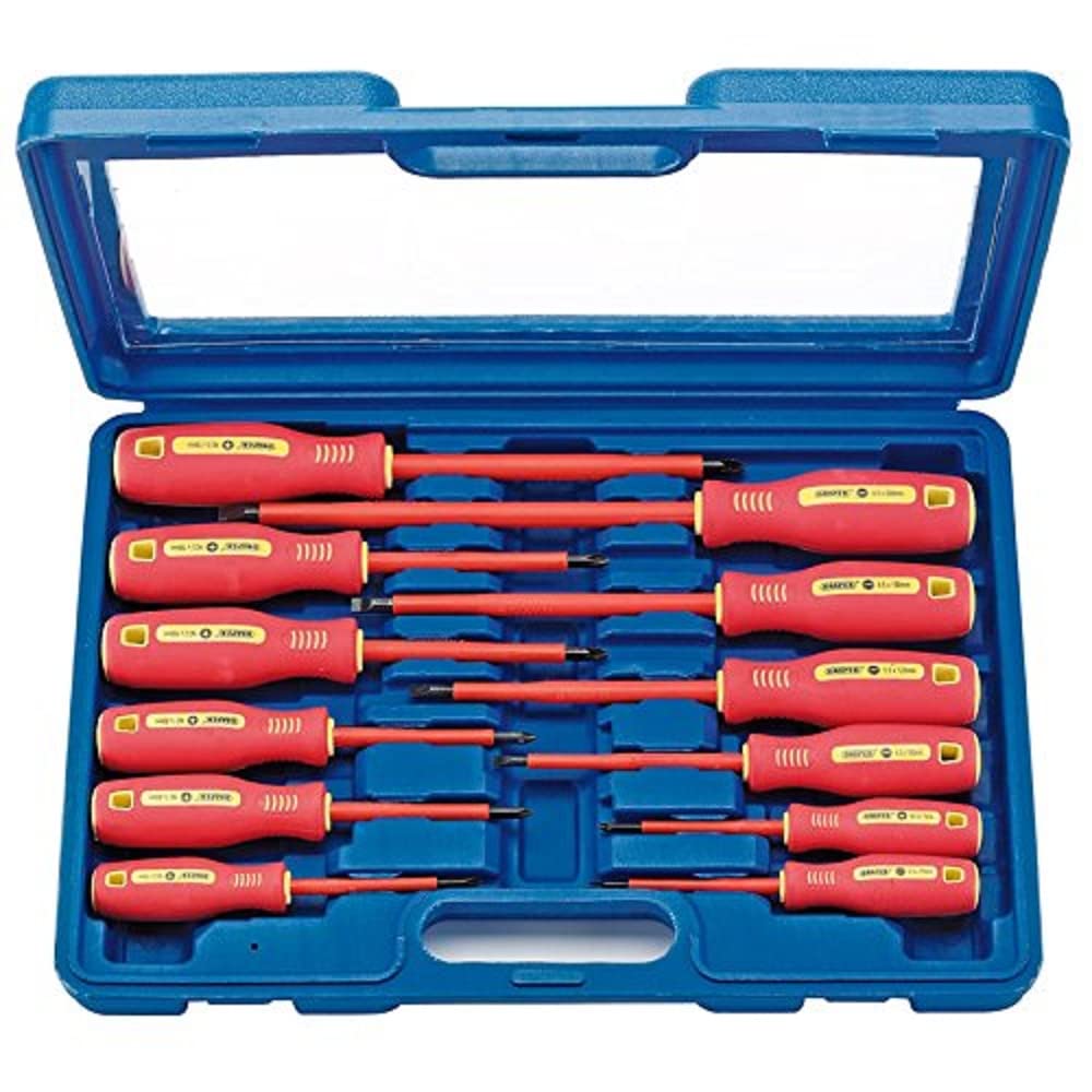 Draper 46541 Fully Insulated Screwdriver Set, 12 Pieces , Blue