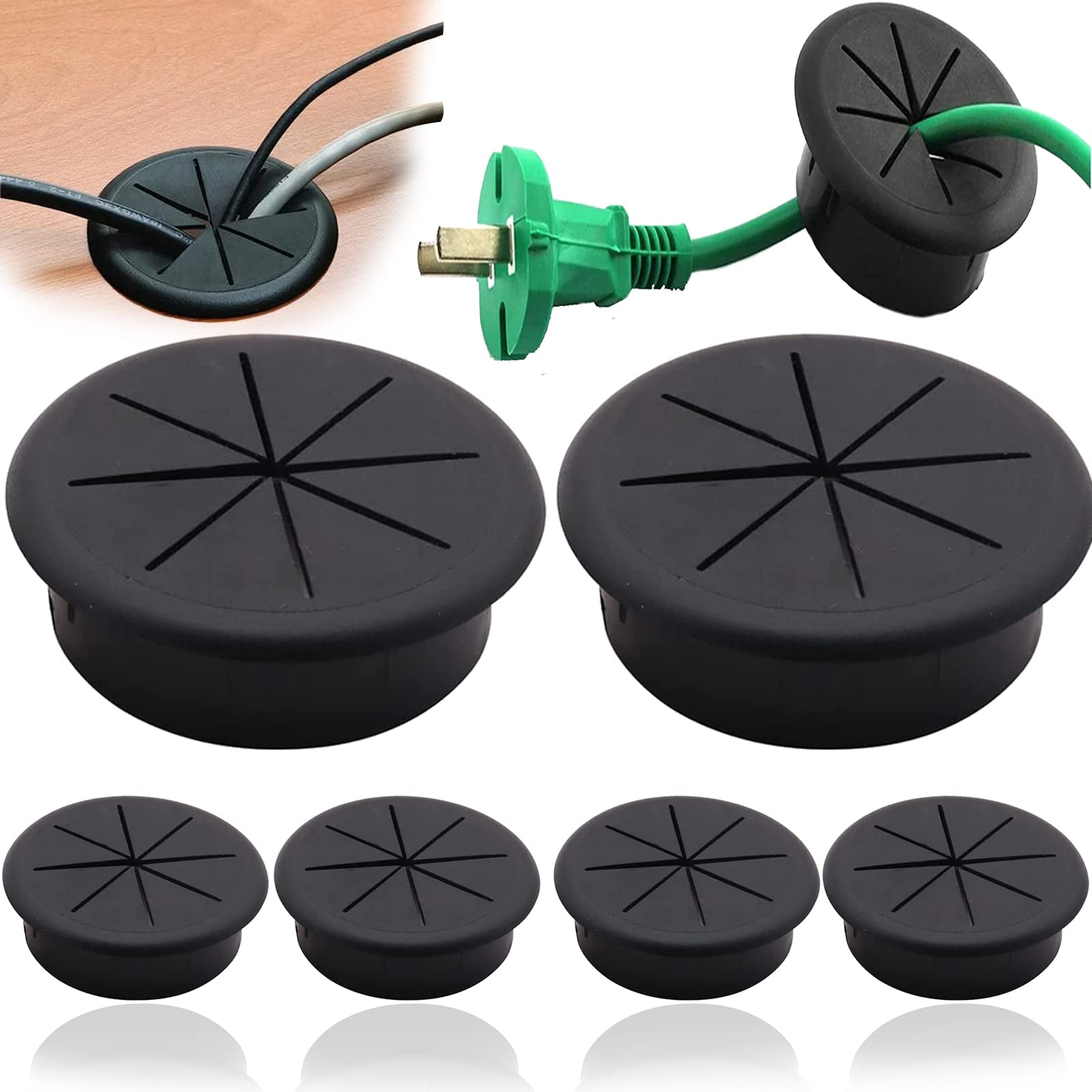 mohito 6 pieces 60 mm diameter round cable box cover for desk cable grommets round for desks office worktops black